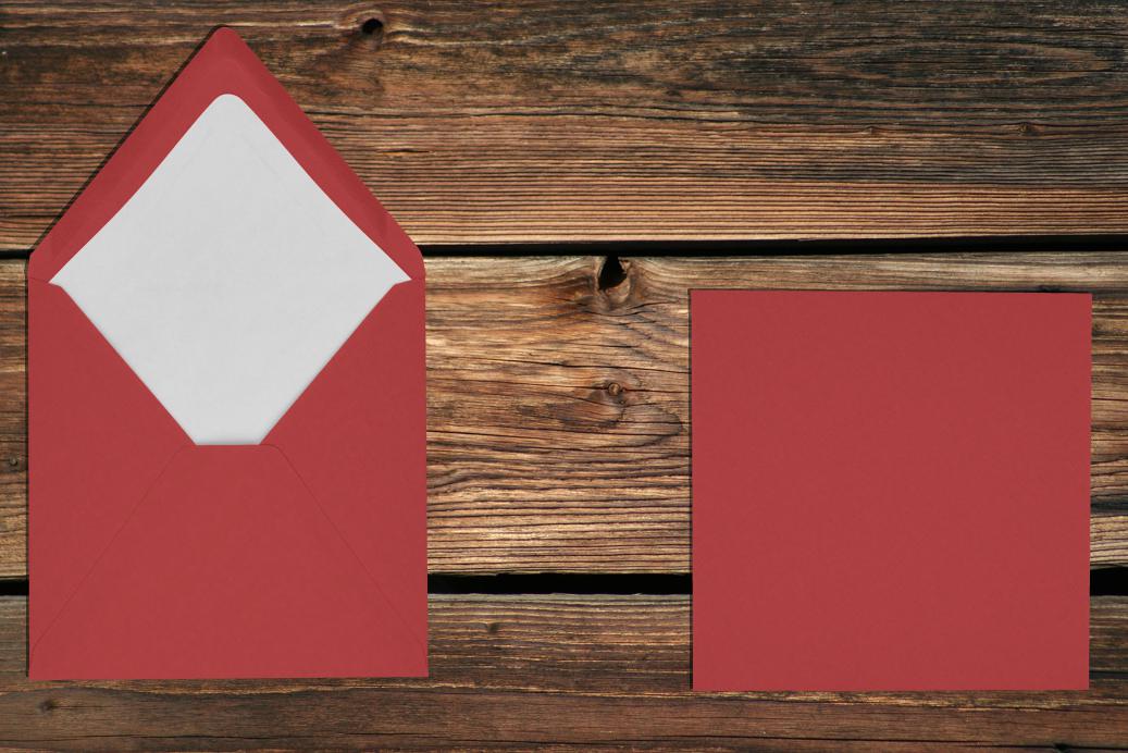 Briefhüllen mit Seidenfutter 164x164 mm Nassklebend Rot gerippt 100 g/qm